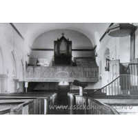 St Andrew, Helion Bumpstead Church – Postcard 5: Taken from a picture in the church. Note the west gallery, which is no longer present. Compare this with Interior Image 3.