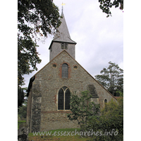St Michael & All Angels, Copford Church – Exterior 3: During the restoration by Woodyer, between 1879 and 1884, part of the W wall was rebuilt, at the same time as the removal of the W gallery.
