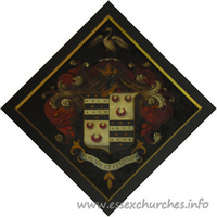 St Michael & All Angels, Copford Church – Hatchment 1: Probably for Thomas Haynes Harrison, d. 9 May 1895. Details taken from Hatchments in Britain: 6, Edited by Peter Summers