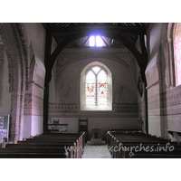 St Michael & All Angels, Copford Church – Interior 14: Looking W - here can be seen the wooden base of the belfry structure.