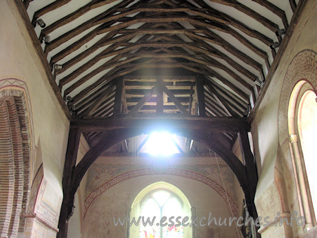 St Michael & All Angels, Copford Church – Further detail of the wooden base of the belfry structure.