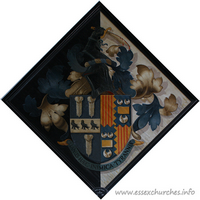 Holy Trinity, Pleshey Church – Hatchment 1: Nevill Arthur Charles de Hirzel Tufnell of Langleys, who died December 1935. Details taken from label in church and online information.