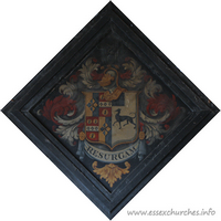 St Andrew, Boreham Church – Hatchment 3: For Robert Clare Haselfoot, who died 7th July 1849. Details taken from Hatchments in Britain: 6, Edited by Peter Summers