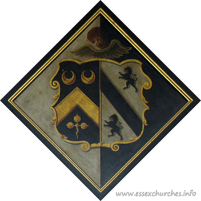St Mary & All Saints, Rivenhall Church – For Mary, daughter of Admiral Henry Osborne, who married the Revd Thomas Walsingham Western, and died 7th June 1823, aged 76. Details taken from Hatchments in Britain: 6, Edited by Peter Summers This image supplied by John Salmon