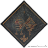 St Mary the Virgin, Little Sampford Church – Hatchment 2: For Emma, widow of Sir William Cornwallis Eustace. She died 9th March 1865, aged 77. Details taken from Hatchments in Britain: 6, Edited by Peter Summers
