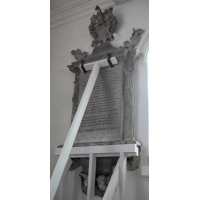 St Mary & All Saints, Lambourne Church – Monument 2: Dr Thomas Tooke - died May 24th 1721. Inscription entirely in Latin.