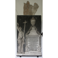 St Mary & All Saints, Lambourne Church – Monument 9: Underneath the chancel of this church reposeth all that was mortal of Judith Dowager, Lady Rous, the daughter and heiress of John Bedingfield of Beeston in Norfolk Esq, and wife of the Revd. Edward Lockwood, of Dews Hall in this parish and county. In 1749, she married 1st Sir John Rous Baronet of Henham Hall, Suffolk, who deceased October 31st 1771, and by him was the mother of John the present Lord Rous. 2nd of Frances the late wife of Sir Henry Peyton Baronet and 3rd of Louisa Judith, wife of John Birch Esquire. By her second husband (to whom she was married November 3rd 1772) she left no issue and died in Portman Square, London, September 10th 1794, aged 64 years. Near unto her are likewise deposited the remains of Revd. Edward Lockwood M.A., third son of Richard Lockwood and Matilda Vernon, rector of Hanwell in Oxfordshire and of St Peters in the town of Northampton, who died January 22nd 1802 in the eighty second year of his age. His second son, Edward Lockwood Percival Esquire having sustained with the resignation and fortitude which became him as a Christian and as a man the protracted sufferings of a severe and painful illness, departed this life July 6th 1804. June 15th 1790, he married Louisa Bridger 2nd daughter of the late Lord George Manners Sutton, of Kelham in the county of Nottingham, youngest son of John the 3rd Duke of Rutland and by her, who died February 5th 1800, left four surviving children viz: Edward George Harvey, Louisa Elizabeth and Frances Lucy, whereof George Harvey born February 1st 1793 captain in his Majesty's coldstream regiment of footguards, followed his excellent parents November 11th 1815, and was interred with his father and grandfather in the vault of his family in the chancel; he was not more respected in the public duties of his profession than respectable and beloved in the endearing intercourse of domestic life. Those who knew him best will bear the readiest testimony to the merits of his character and will join his sorrowing relations in deploring their early and untimely loss. Into thy hands I commend my spirit: for thou hast redeemed me, o Lord, thou God of Truth. Psalm 31 verse 6th [should be 5].
